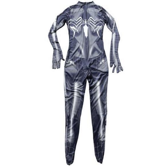 NEW Small Gray Spiderwoman Spiderman Girl Catsuit Crotchless Jumpsuit Costume - Picture 1 of 6